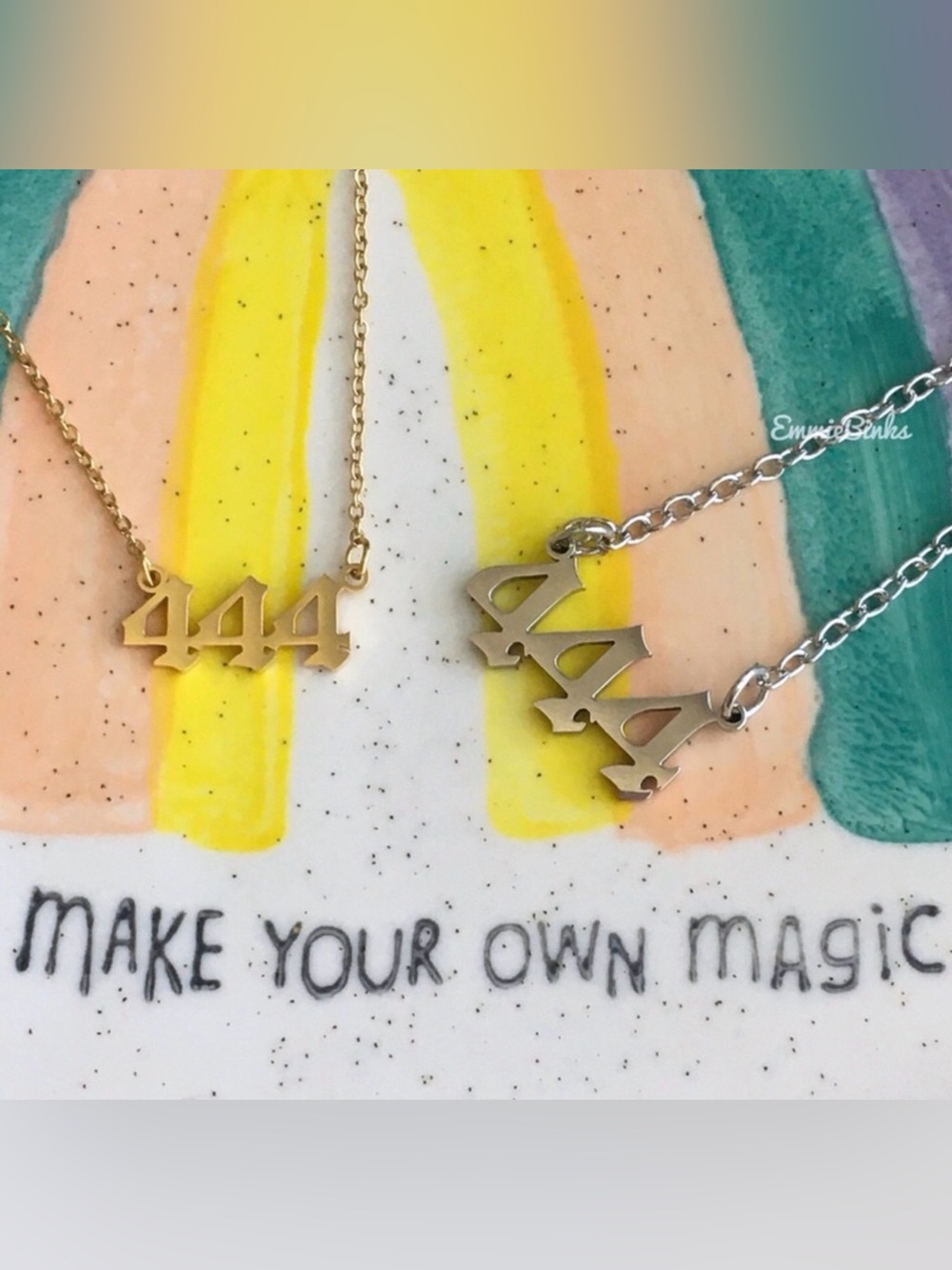 New 18KGP Angel Number 444 Numerology Necklace | Stainless Steel Gold Dipped